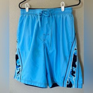 Men's Medium Speedo Blue Swim Trunks Mesh Lined Pockets Probably Vintage